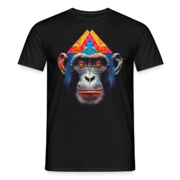 Affe Polygon Bunt Zoo Tierisch Tier Geschenk Frau - Männer T-Shirt - Schwarz - Vorne - AI Model Male 178 light (178cm)