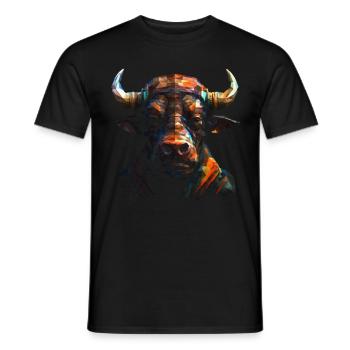 Bison Polygon Bunt Waldtiere Tier Geschenk Tiere - Männer T-Shirt - Schwarz - Vorne - AI Model Male 178 light (178cm)