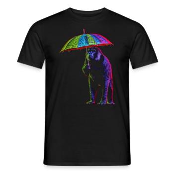 Monkey Umbrella Colorful Creative Zoo Animal Gift - Men's T-Shirt - black - Front - AI Model Male 178 light (178cm)