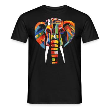 éléphant animal cadeau Afrique art oeuvre colorée - T-shirt homme - noir - Devant - AI Model Male 178 light (178cm)