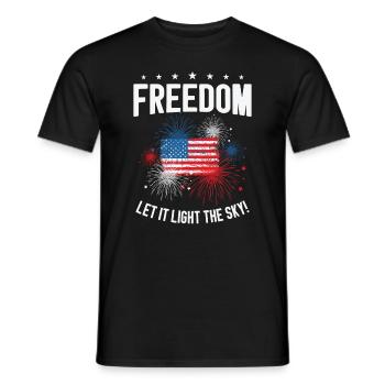 USA Independence Patriotic American Flag Fireworks - Men's T-Shirt - black - Front - AI Model Male 178 light (178cm)