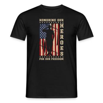 USA Independence Military Heroes Soldier Freedom - Men's T-Shirt - black - Front - AI Model Male 178 light (178cm)
