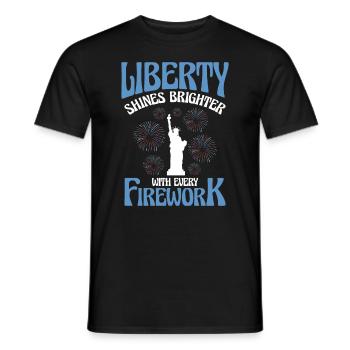 USA Independence Patriotic American Flag Fireworks - Men's T-Shirt - black - Front - AI Model Male 178 light (178cm)