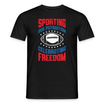 USA Independence American Flag Freedom Sports - Men's T-Shirt - black - Front - AI Model Male 178 light (178cm)