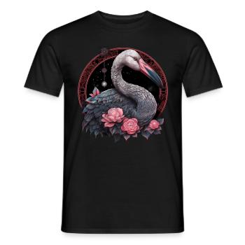 Flamingo Africa Flower Bird Animal Gift - Men's T-Shirt - black - Front - AI Model Male 178 light (178cm)