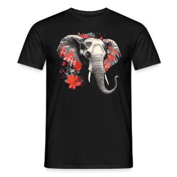 Elefant Tier Geschenk Afrika Kunst Blumen - Männer T-Shirt - Schwarz - Vorne - AI Model Male 178 light (178cm)