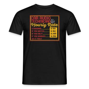 Technicien d’autoradio Système audio stéréo Automobiles - T-shirt homme - noir - Devant - AI Model Male 178 light (178cm)