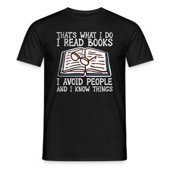 Book Lover Literature Book Reading Novels - Men's T-Shirt - black - Front - AI Model Male 178 light (178cm)