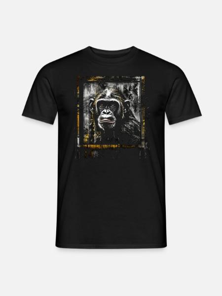 Affe Fenster Kunst Kunstwerk Geschenk Tier Motiv - Männer T-Shirt - Schwarz