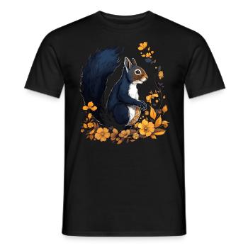 Écureuil Fleurs Art Cadeau Animal de la forêt - T-shirt homme - noir - Devant - AI Model Male 178 light (178cm)
