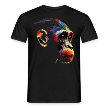 Monkey Zoo Colorful Monkey Face Gift Animal Animal Motif - Men's T-Shirt - black - Front - AI Model Male 178 light (178cm)