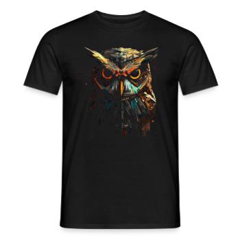 Owl Night Bird Bird Animal Gift Art - Men's T-Shirt - black - Front - AI Model Male 178 light (178cm)