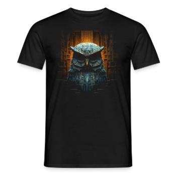 Owl Night Bird Bird Animal Gift Art - Men's T-Shirt - black - Front - AI Model Male 178 light (178cm)