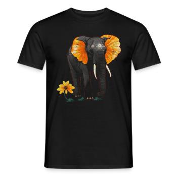 Elefant Tier Geschenk Afrika Kunst Blumen - Männer T-Shirt - Schwarz - Vorne - AI Model Male 178 light (178cm)