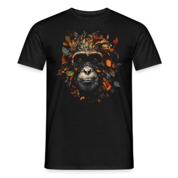 Affe Bunt Herbst Kunst Geschenk Dschungel Motiv - Männer T-Shirt - Schwarz - Vorne - AI Model Male 178 light (178cm)