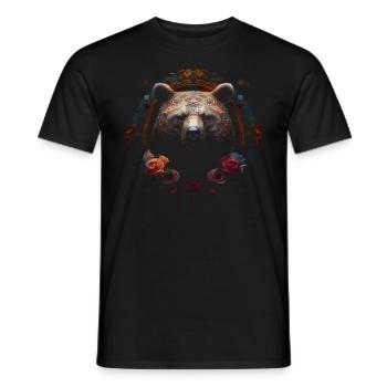 Ours Fleurs Art Forêt Animaux Idée Cadeau Femme Animal - T-shirt homme - noir - Devant - AI Model Male 178 light (178cm)