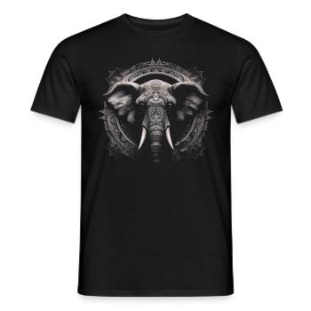 Elefant Tier Geschenk Afrika Kunst Mandala - Männer T-Shirt - Schwarz - Vorne - AI Model Male 178 light (178cm)