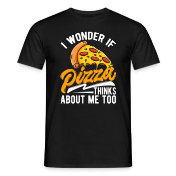 Pizza Just think of cheese pizza pizza slice - Men's T-Shirt - black - Front - AI Model Male 178 light (178cm)