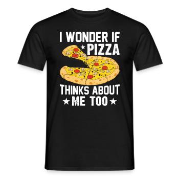 Pizza Just think of cheese pizza pizza slice - Men's T-Shirt - black - Front - AI Model Male 178 light (178cm)