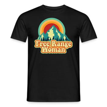 Freilandfrau im Freien lustige Frauencamping - Männer T-Shirt - Schwarz - Vorne - AI Model Male 178 light (178cm)