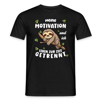 Faultier Lustiger Spruch: Meine Motivation und ich - Männer T-Shirt - Schwarz - Vorne - AI Model Male 178 light (178cm)