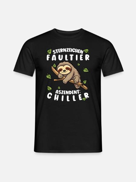 Faultier Lustiger Spruch: Sternzeichen Faultier - Männer T-Shirt - Schwarz