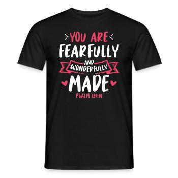 Du Bist Furchtbar Und Wunderbar Gemacht Bibelvers - Männer T-Shirt - Schwarz - Vorne - AI Model Male 178 light (178cm)