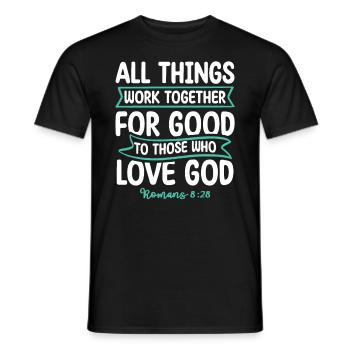 All things work together for good Bible verse - Men's T-Shirt - black - Front - AI Model Male 178 light (178cm)