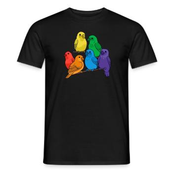 Asexual Pride Birds Parrots Budgies Kawaii Ace - Men's T-Shirt - black - Front - AI Model Male 178 light (178cm)