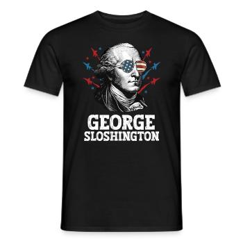 George Sloshington 4th Of July Men American Flag - Men's T-Shirt - black - Front - AI Model Male 178 light (178cm)