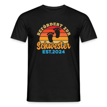 Befördert Zur Schwester 2024 Retro Vintage - Männer T-Shirt - Schwarz - Vorne - AI Model Male 178 light (178cm)
