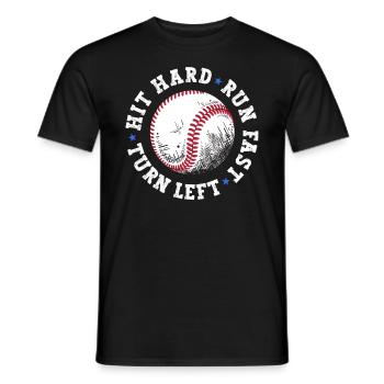 Drôle de chemise de baseball Maman Papa a frappé dur Courir vite - T-shirt homme - noir - Devant - AI Model Male 178 light (178cm)