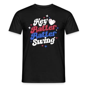 Hey Batter Batter Swing Baller Player Retro - Männer T-Shirt - Schwarz - Vorne - AI Model Male 178 light (178cm)