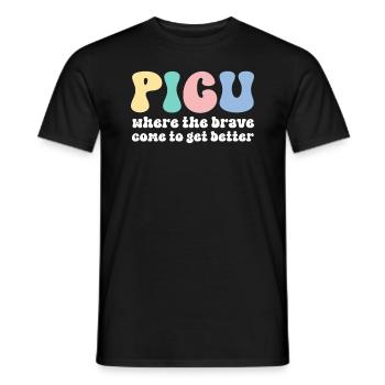 Infirmière de l’USIP Rétro Peds Infirmière Pédiatrique Intensive - T-shirt homme - noir - Devant - AI Model Male 178 light (178cm)