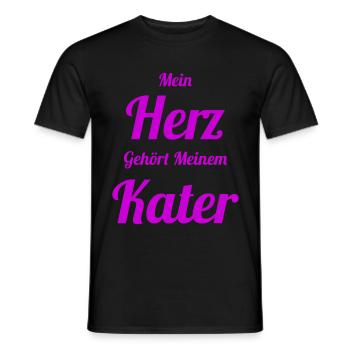 Kater Katze Katzendame Herz Tierliebe - Männer T-Shirt - Schwarz - Vorne - AI Model Male 178 light (178cm)