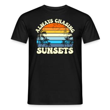 Immer Sonnenunterg�nge Retro Beach Sunset Sommer j - Männer T-Shirt - Schwarz - Vorne - AI Model Male 178 light (178cm)