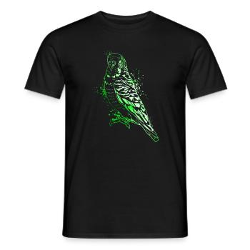 Colorful budgie - Men's T-Shirt - black - Front - AI Model Male 178 light (178cm)