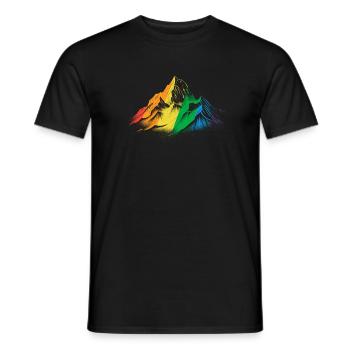 Subtle Pride Month Rainbow Mountain Hiking - Men's T-Shirt - black - Front - AI Model Male 178 light (178cm)