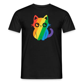 Pride Cat Gay Kawaii Anime LGBT Rainbow Flag - T-shirt homme - noir - Devant - AI Model Male 178 light (178cm)