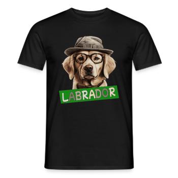 Labrador mit Hut Hundemama Hundepapa Labbi Wauwau - Männer T-Shirt - Schwarz - Vorne - AI Model Male 178 light (178cm)