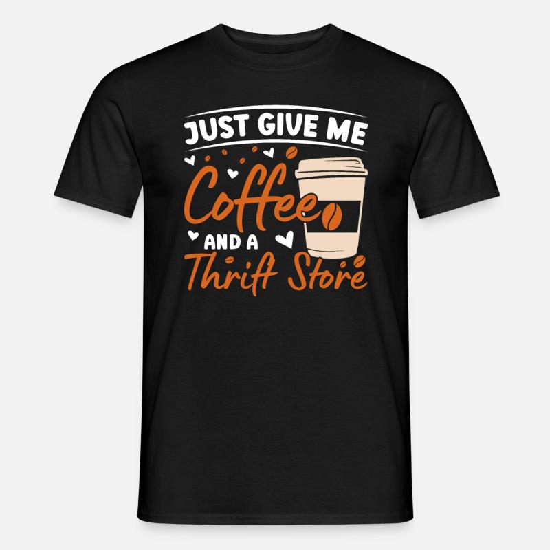 Kaffee und Gebrauchtwarenladen Nachhaltigkeit - Männer T-Shirt - Schwarz