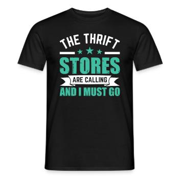 La friperie m’appelle, je dois y aller - T-shirt homme - noir - Devant - AI Model Male 178 light (178cm)