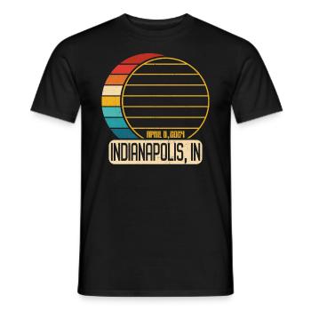 Eclipse totale de Soleil Indiana Indianapolis 4 28 2024 - T-shirt homme - noir - Devant - AI Model Male 178 light (178cm)
