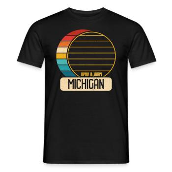 Gesamt Sonnenfinsternis Michigan 28. April 2024 So - Männer T-Shirt - Schwarz - Vorne - AI Model Male 178 light (178cm)
