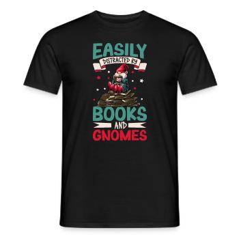 Leicht abzulenken mit Büchern und Gartenzwergen - Männer T-Shirt - Schwarz - Vorne - AI Model Male 178 light (178cm)