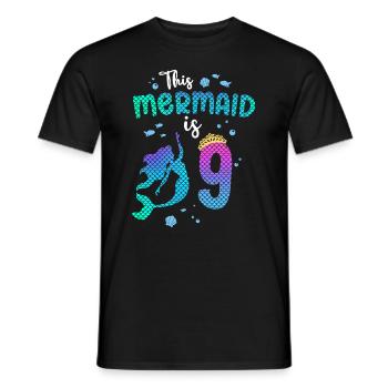 Cette sirène est 9 ans Sirène fille 9ème - T-shirt homme - noir - Devant - AI Model Male 178 light (178cm)