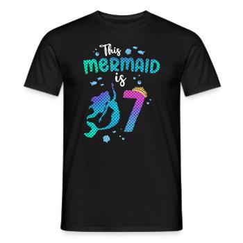 Cette sirène est 7 ans Sirène 7ème - T-shirt homme - noir - Devant - AI Model Male 178 light (178cm)