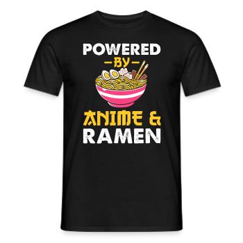 Powered by Ramen und Anime Japanische Nudeln - Männer T-Shirt - Schwarz - Vorne - AI Model Male 178 light (178cm)