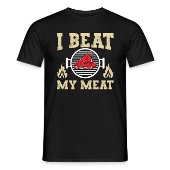 Seak Beef Grilling BBQ T-Bone Rib-Eye - Men's T-Shirt - black - Front - AI Model Male 178 light (178cm)