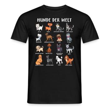 Hunde der Welt - verschiedene Hunderassen - Männer T-Shirt - Schwarz - Vorne - AI Model Male 178 light (178cm)